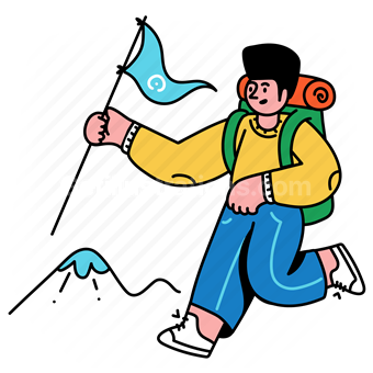 Download man, achievement, flag, mountain, conquer